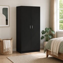 Black Wardrobe Cabinet 80x52x180 cm Engineered Wood