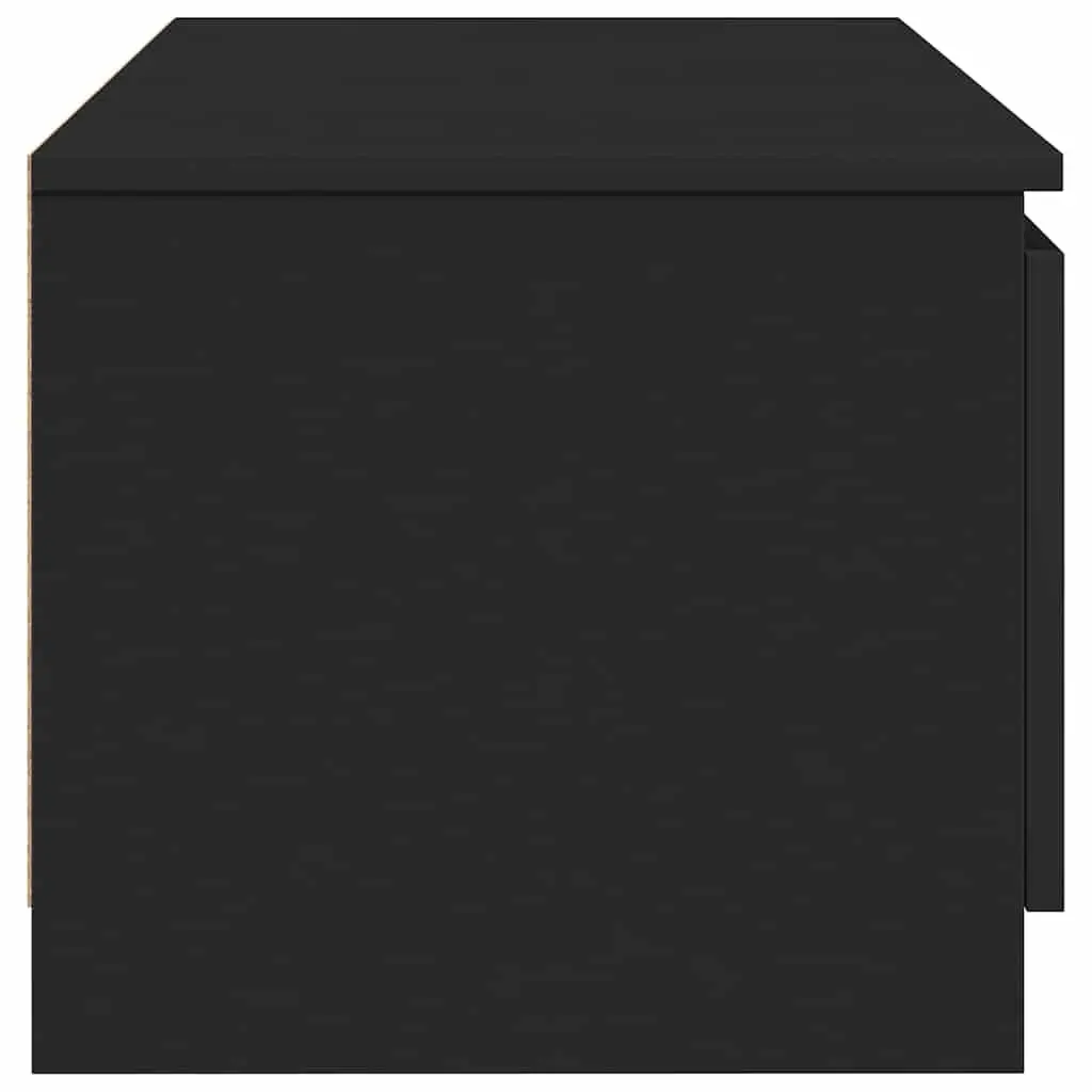 TV Cabinet Black 140x40x35.5 cm with 2 Doors and 2 Open Compartments