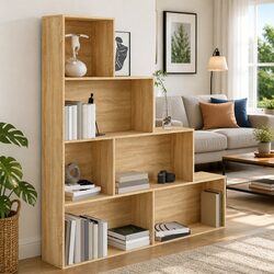 6-Shelf Engineered Wood Book Cabinet Room Divider