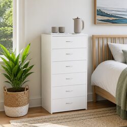 Durable White Sideboard Cabinet with 6 Drawers