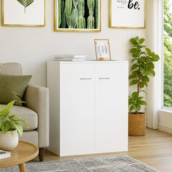 Engineered Wood Sideboard White Storage Cabinet