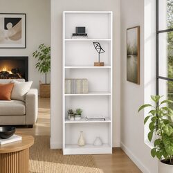 5-Tier Engineered Wood Storage Shelf in White