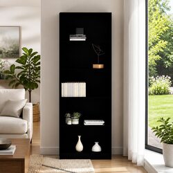 Engineered Wood 5-Tier Book Cabinet in Black Finish