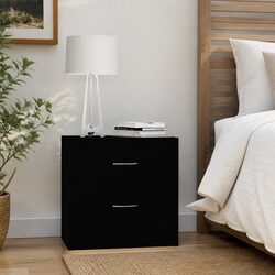 Set of 2 Engineered Wood Bedside Cabinets in Black