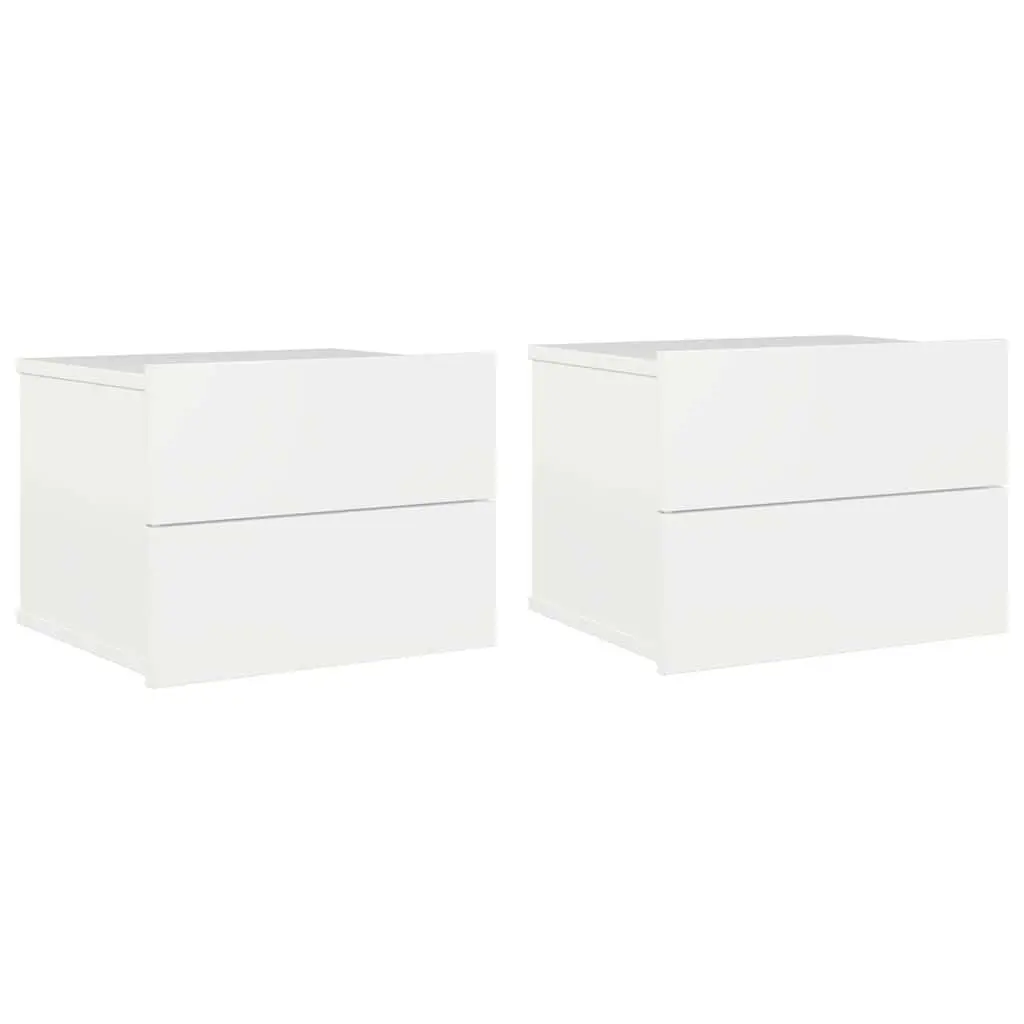 High Gloss White Nightstand Storage Drawers 2 Piece Set 40x30x30 cm Bedside Cabinets