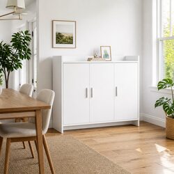 White Sideboard Storage Cabinet 98.5 x 33 x 80 cm