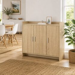 Storage Cabinet Sideboard in Brown Engineered Wood 98.5 x 33 x 80 cm