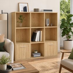 Engineered Wood Storage Shelving Unit with 7 Cubes and 2 Doors