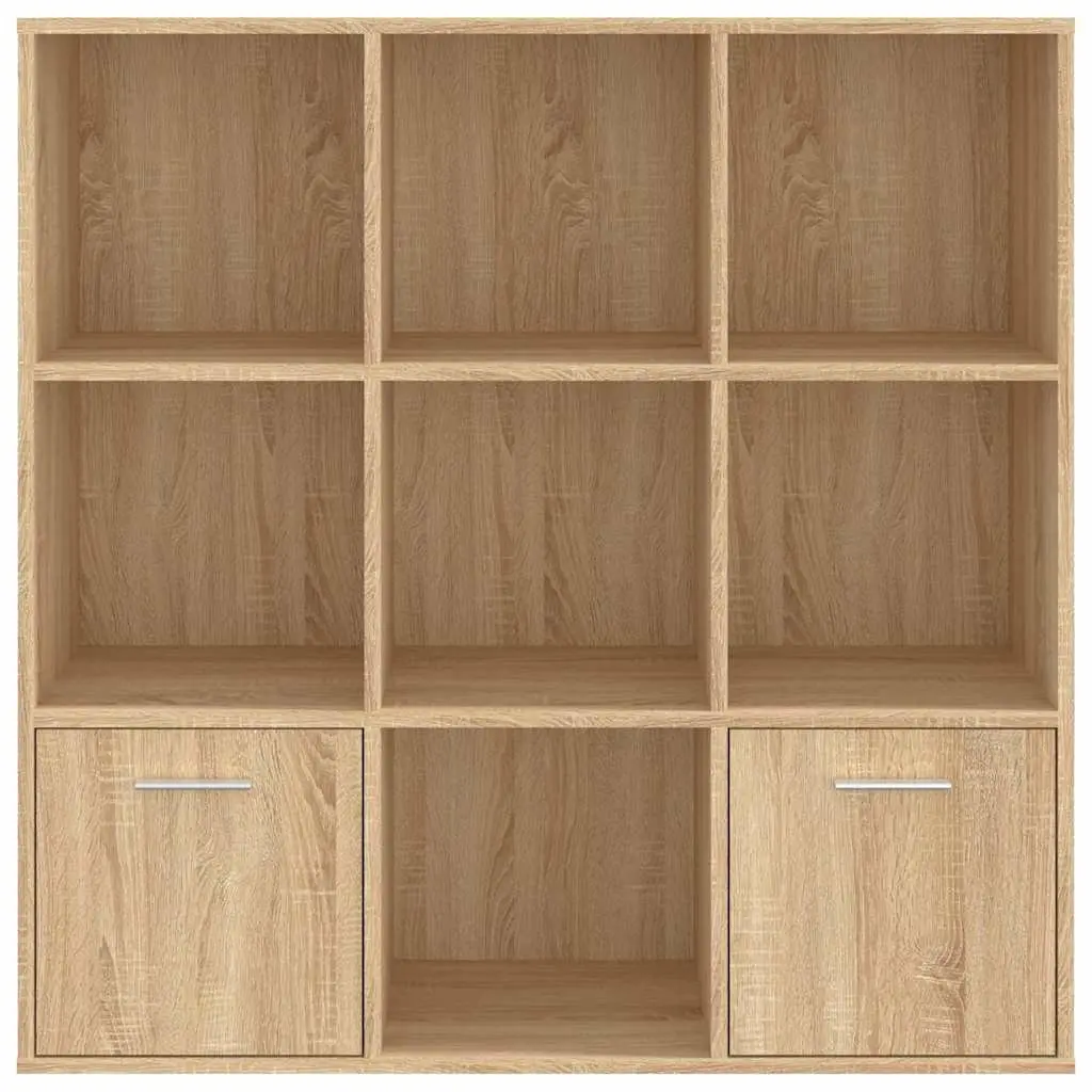 Book Cabinet with 7 Cubes and 2 Doors Engineered Wood Brown