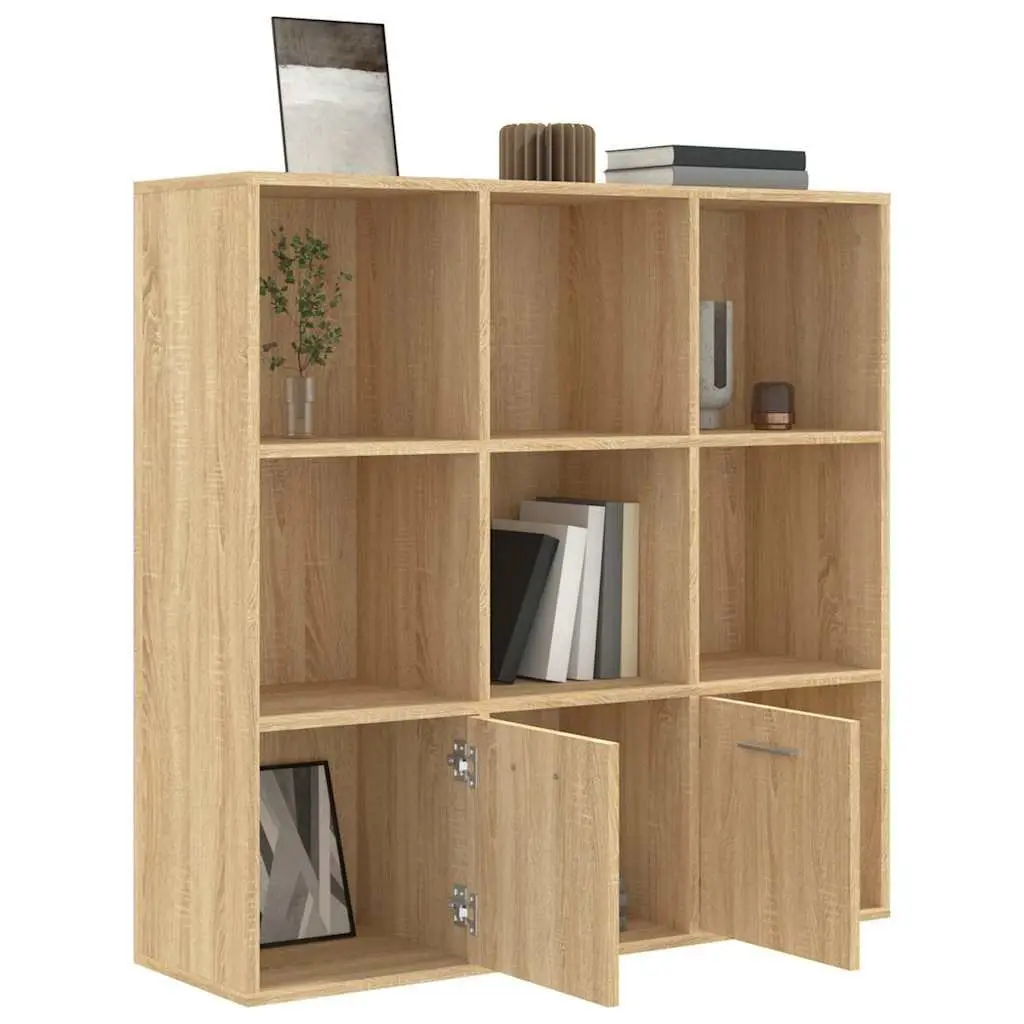 Book Cabinet with 7 Cubes and 2 Doors Engineered Wood Brown