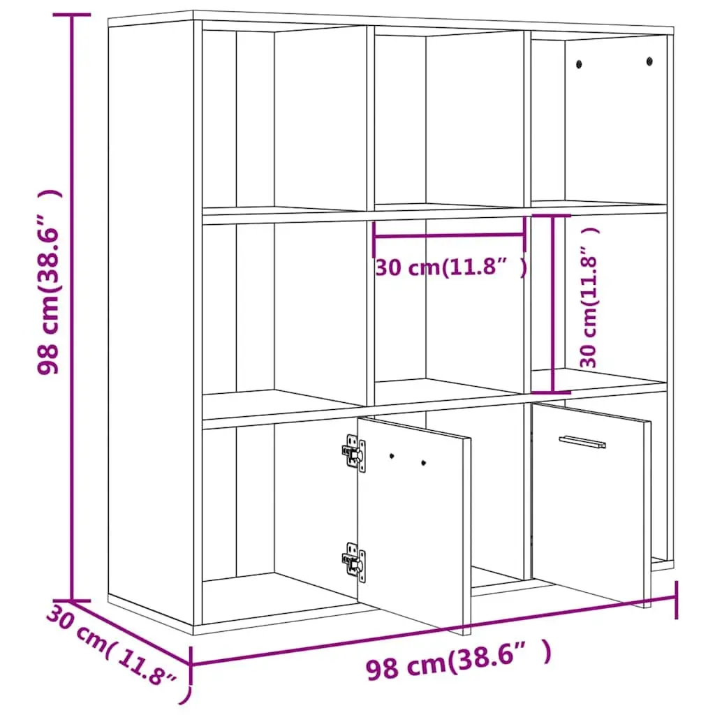 Book Cabinet with 7 Cubes and 2 Doors Engineered Wood Brown