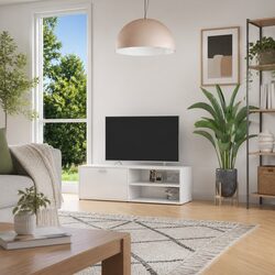TV Cabinet High Gloss White Engineered Wood Storage Unit