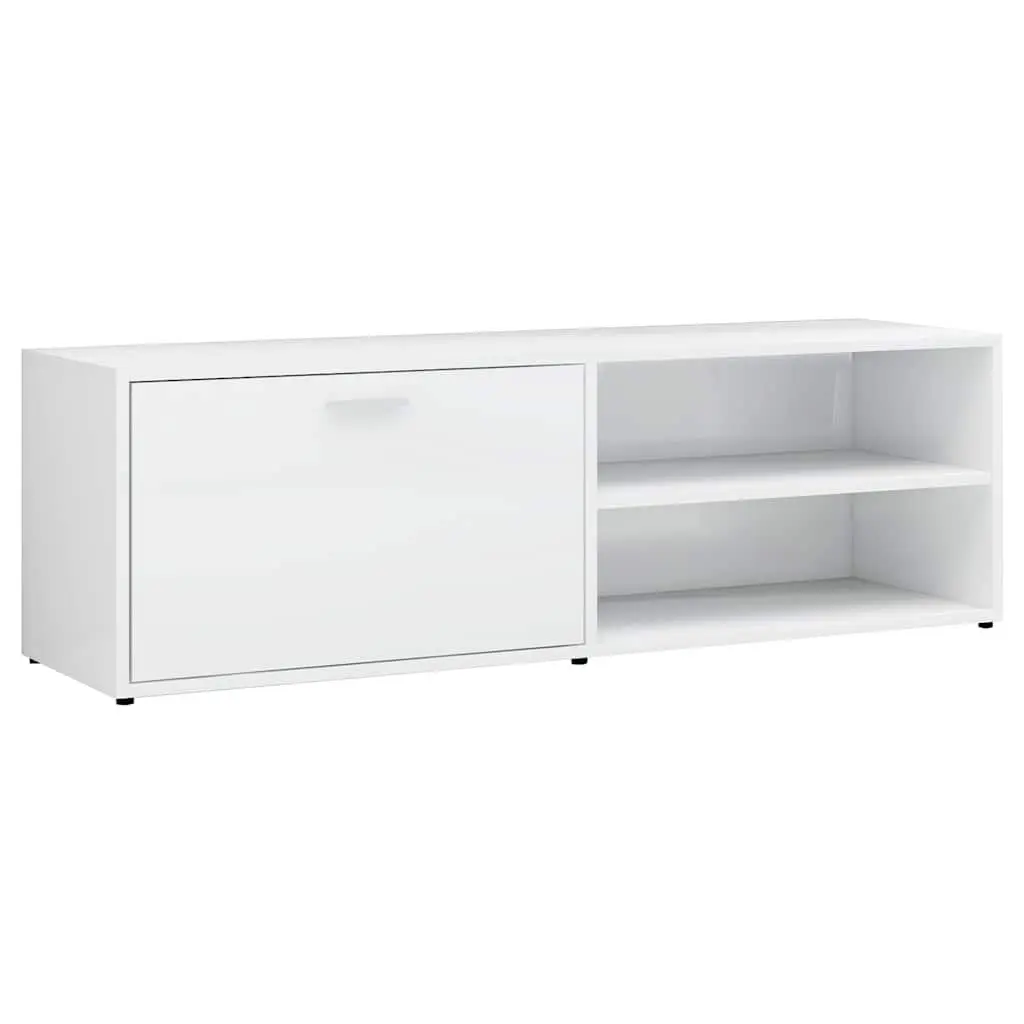 TV Cabinet High Gloss Storage Unit 120cm White