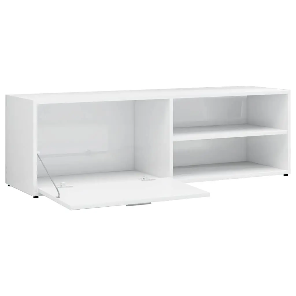 TV Cabinet High Gloss Storage Unit 120cm White