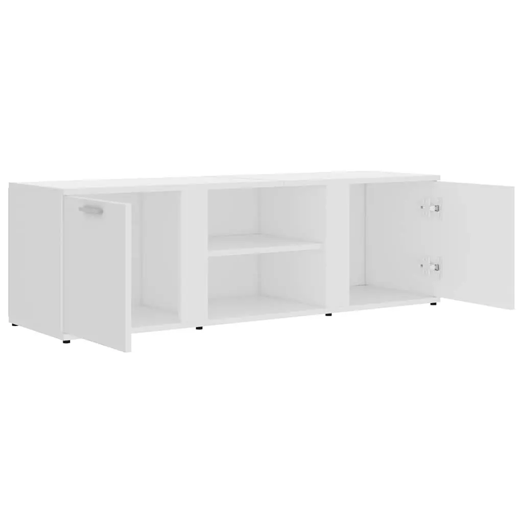 TV Cabinet White 120x34x37 cm with 2 Doors 2 Open Compartments Storage Unit