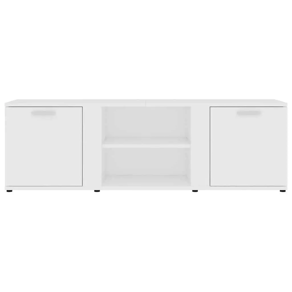 TV Cabinet White 120x34x37 cm with 2 Doors 2 Open Compartments Storage Unit