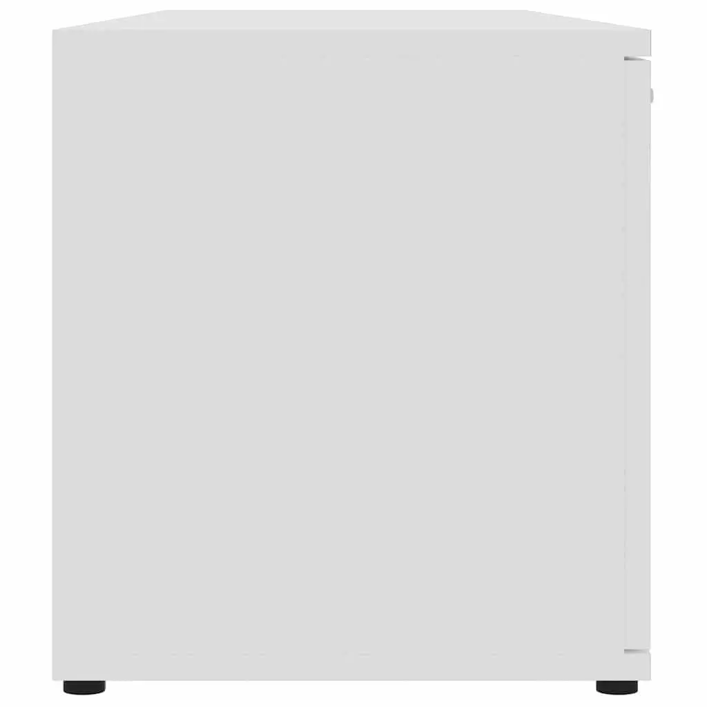 TV Cabinet White 120x34x37 cm with 2 Doors 2 Open Compartments Storage Unit