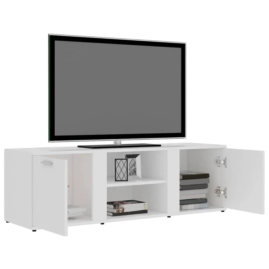 TV Cabinet White 120x34x37 cm with 2 Doors 2 Open Compartments Storage Unit