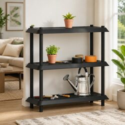 3-Tier PP Shelving Unit for Storage, Anthracite 100x40x96cm