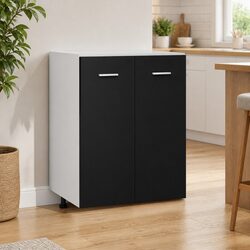 Black Engineered Wood Kitchen Bottom Cabinet