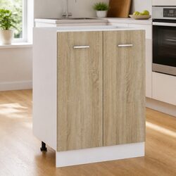 Efficient Bottom Kitchen Cabinet in Brown Finish 60x46x81.5cm