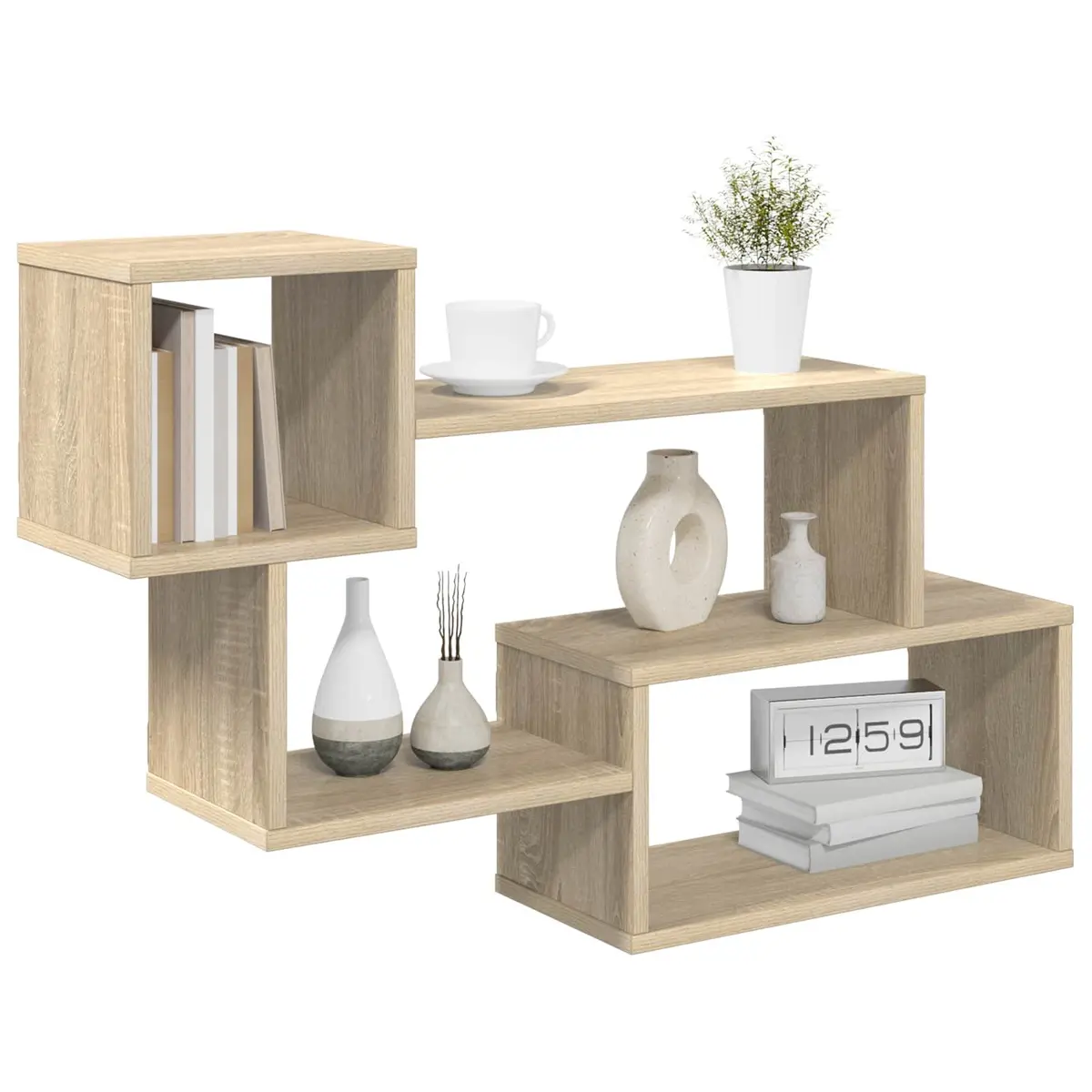 Floating Wall Shelf Brown Sonoma Oak 87x20x55cm Modern Storage Organizer