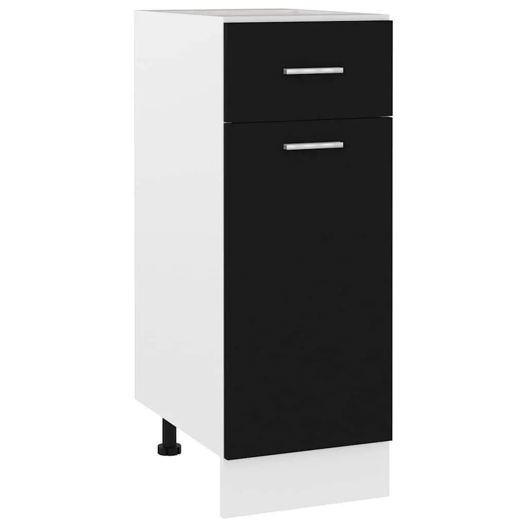 Kitchen Cabinet Storage Drawer Bottom Black 30x46x81.5cm Engineered Wood Shelves