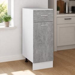 Durable Grey Kitchen Cupboard with Drawer and Shelves