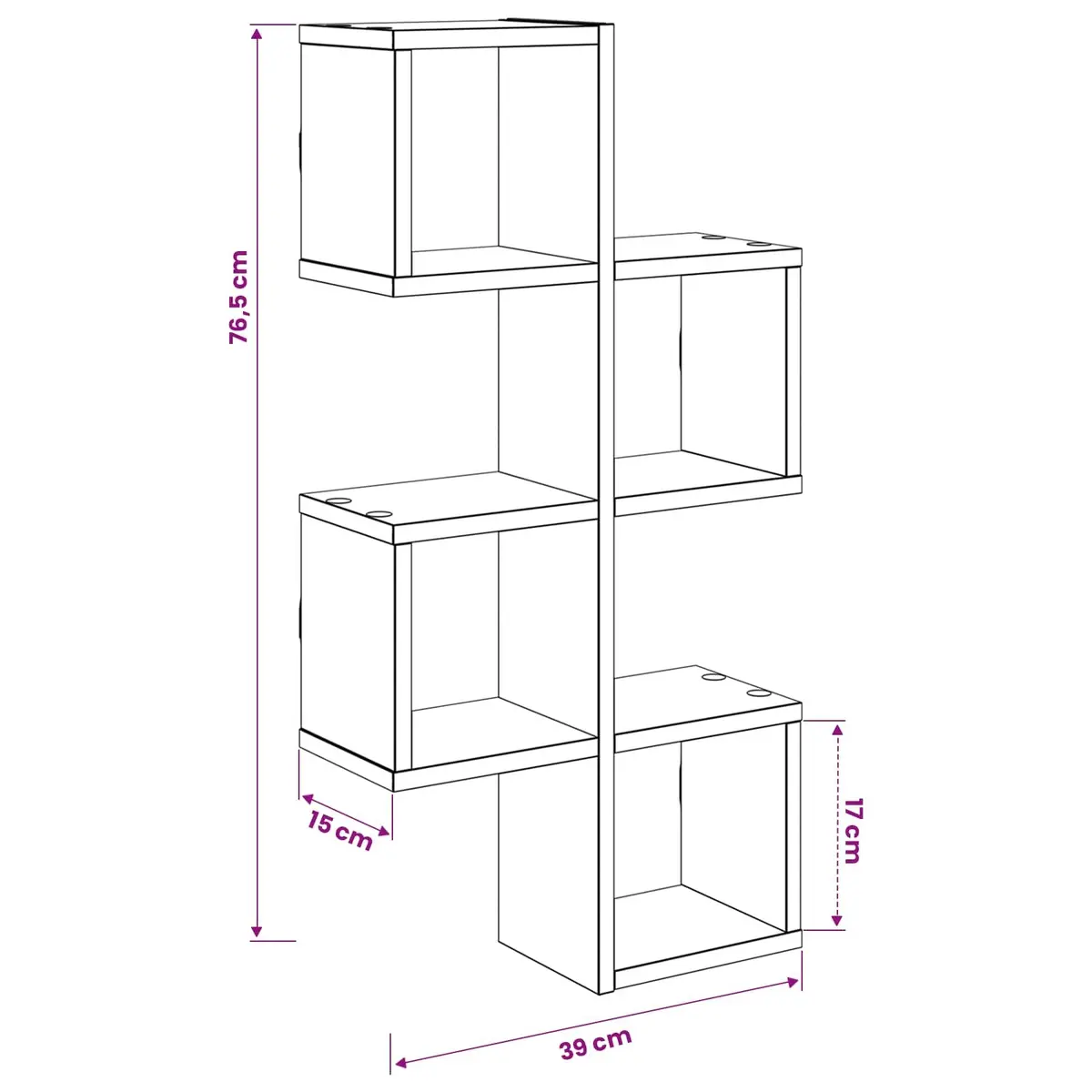 Wall Shelf Wall-Mounted Space-Saving 76cm Brown Sonoma Oak Rectangular Storage Display Unit