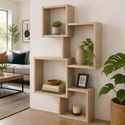 Wall-Mounted Cube Shelves in Brown Sonoma Oak