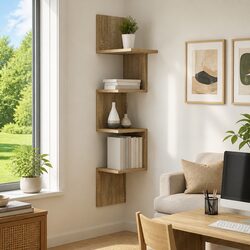Wall-Mounted Storage Shelf in Brown Engineered Wood