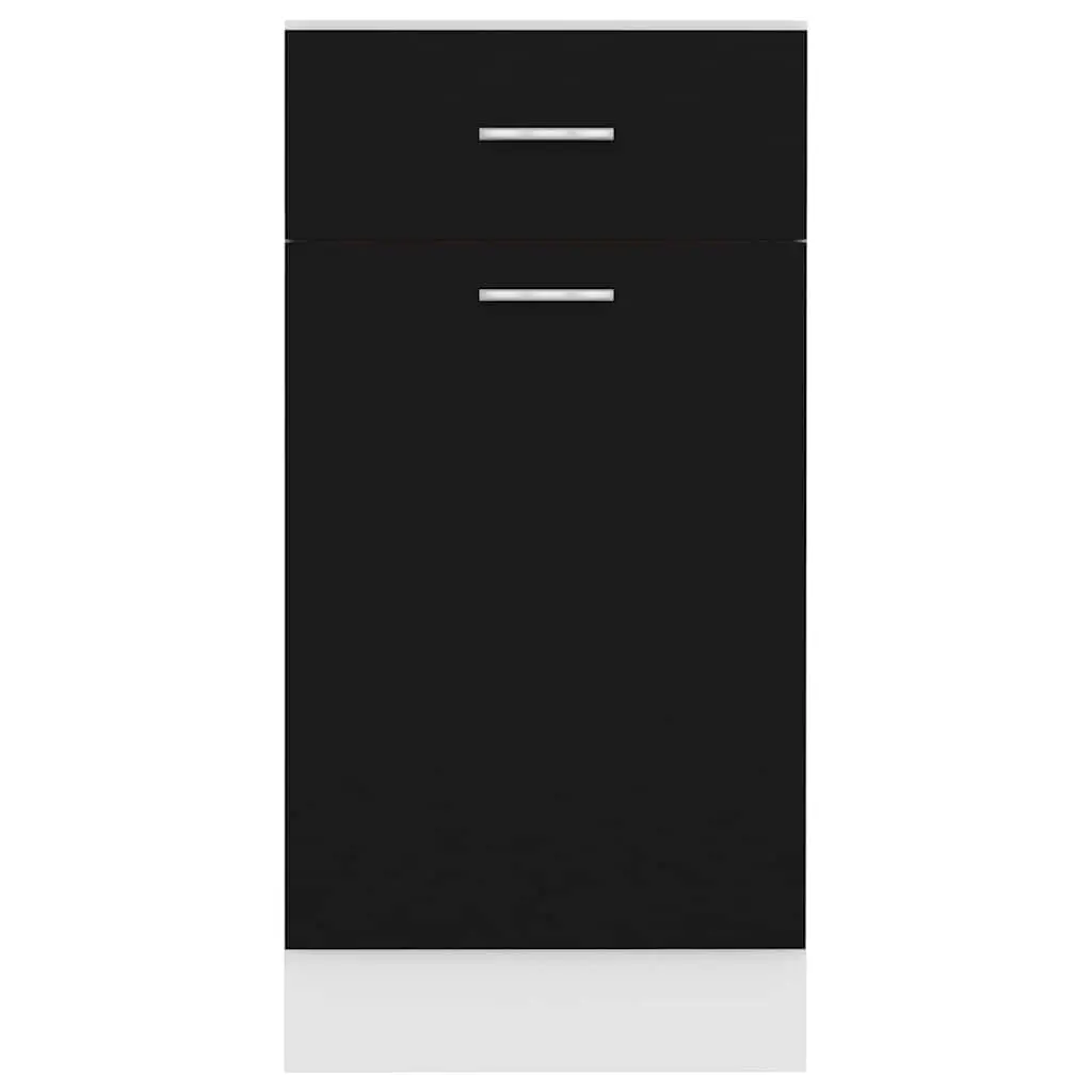 Kitchen Cabinet Organiser Black Storage Drawer and Shelves 40 x 46 x 81.5 cm