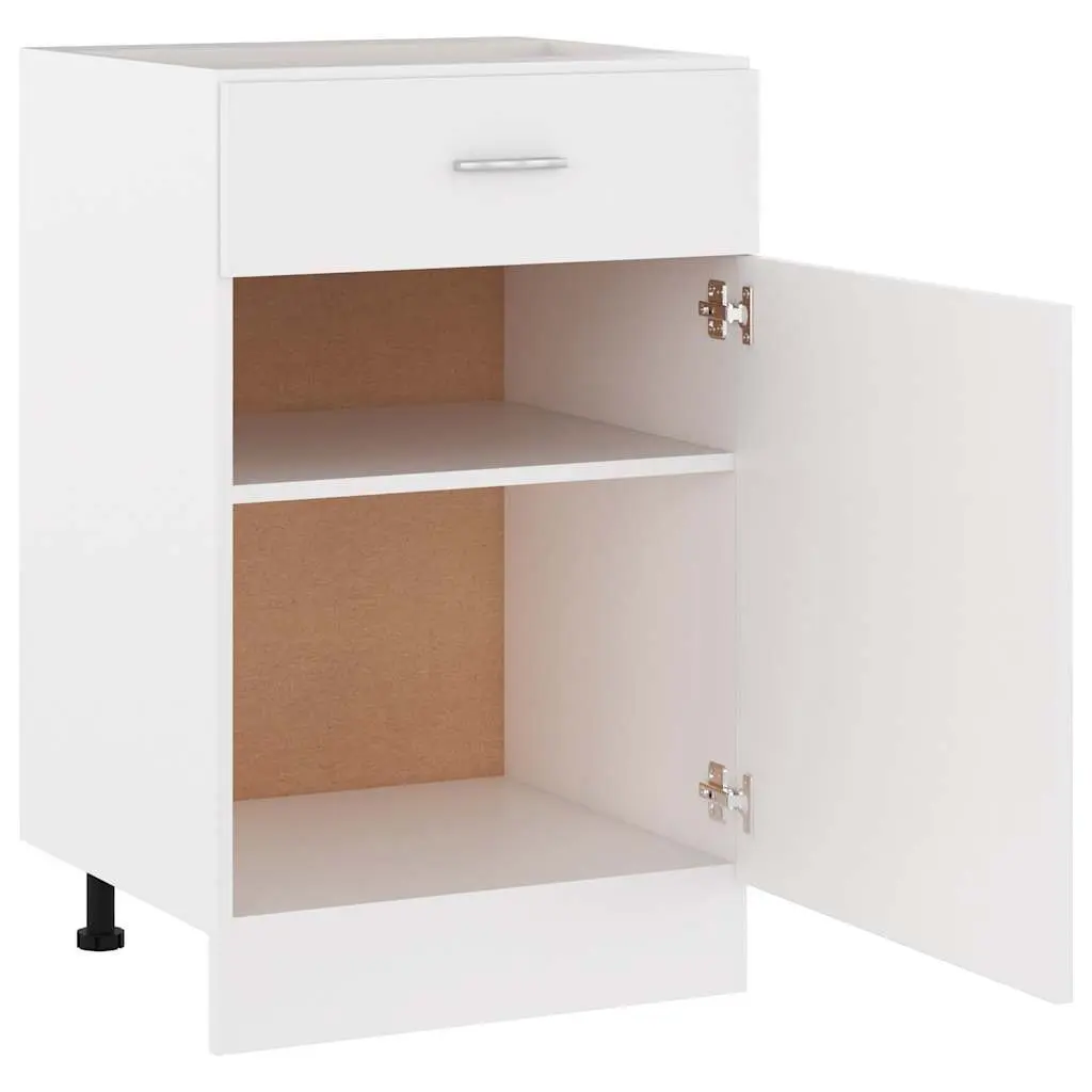 Engineered Wood Kitchen Cabinet White Drawer and Open Shelves 50cm x 46cm x 81.5cm