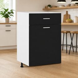 Black Engineered Wood Drawer Bottom Cabinet for Kitchens