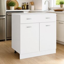 Modern White Engineered Wood Kitchen Storage Cabinet 80x46x81.5cm