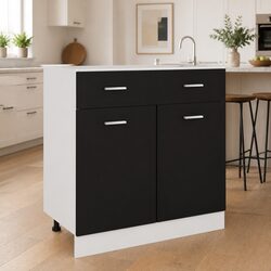 Black Kitchen Storage Cabinet with Drawer and Shelves