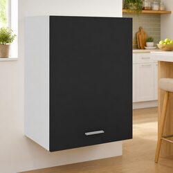 Black Wall-Mount Storage Cabinet for Kitchen Use