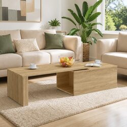 Brown Engineered Wood Coffee Table with Spacious Top 150x50x35cm