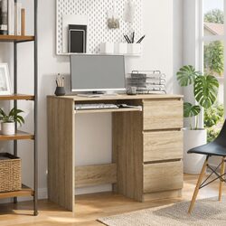 Engineered Wood Desk with Drawer 90x45x76cm in Brown