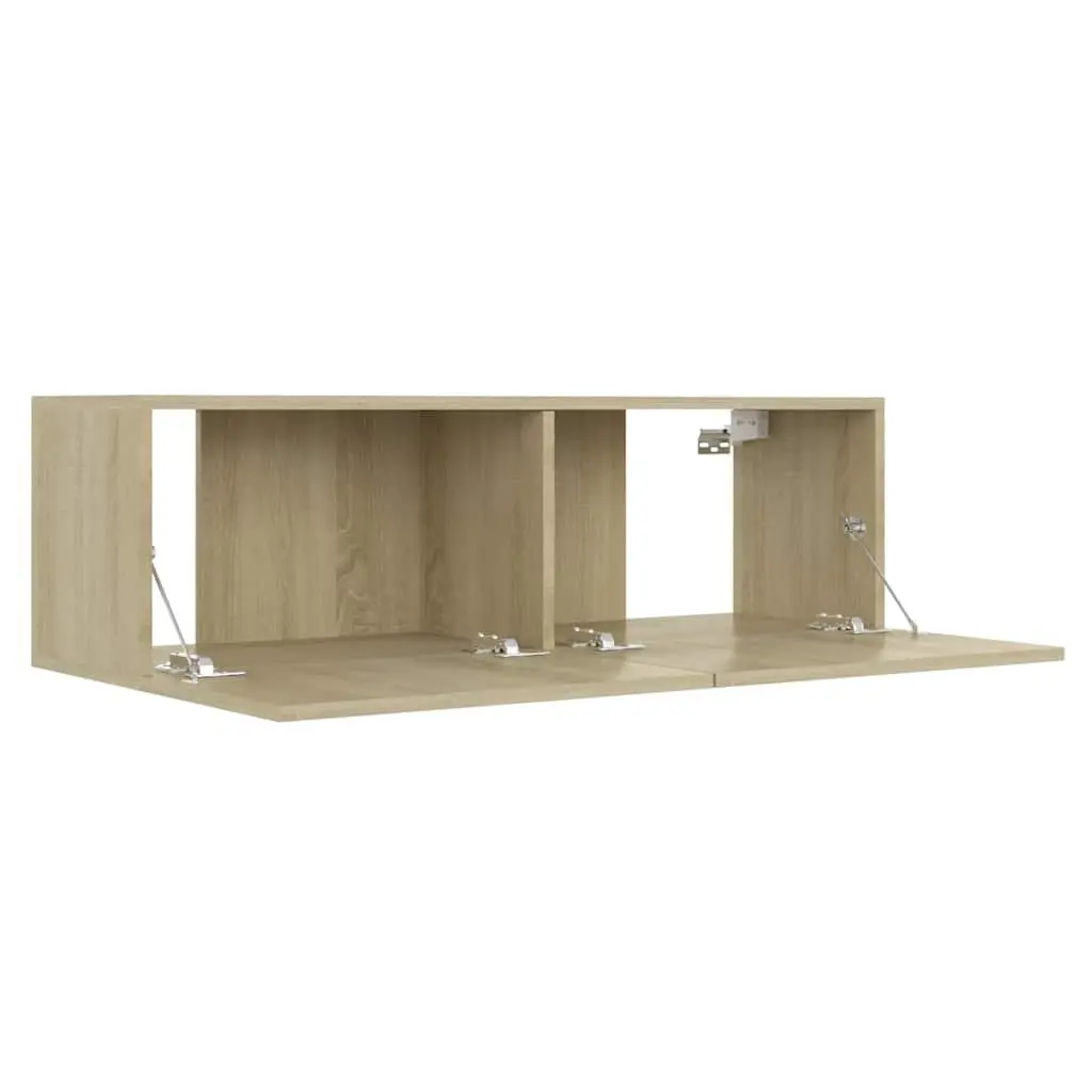 TV Cabinet Brown Wall-Mounted Living Room Media Stand Storage Unit Compartments