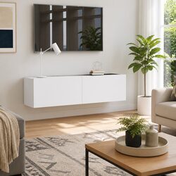 Wall-Mounted TV Cabinet in White, 120x30x30 cm