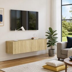 Wall-Mounted TV Storage Unit in Brown 120x30x30 cm