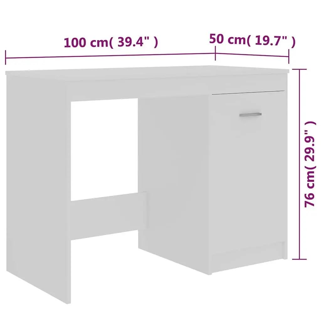 Office Desk with Storage Cabinet Modern 100x50x76 cm White