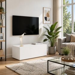 White Engineered Wood TV Cabinet 80x34x30 cm with Storage