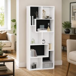 White Engineered Wood Book Cabinet Storage Unit 67x24x161 cm