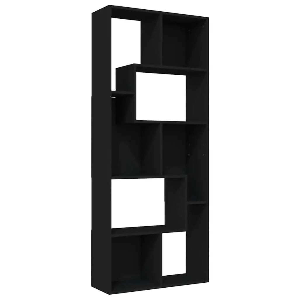 Bookcase Storage Unit Engineered Wood Ample Compartments Black 67x24x161cm