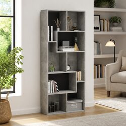 Engineered Wood Book Cabinet - Grey Shelving Unit 67x24x161cm
