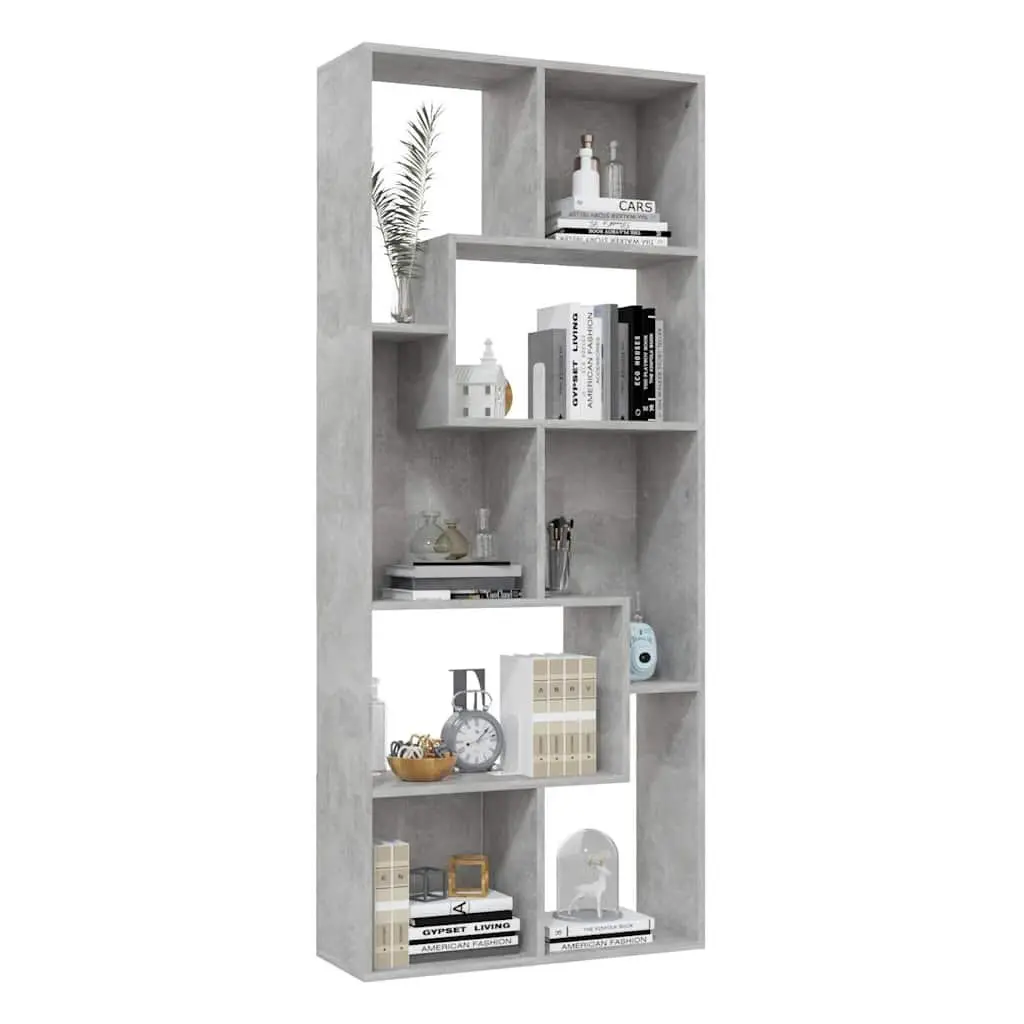 Book Cabinet Grey Engineered Wood Storage Organizer 67x24x161cm