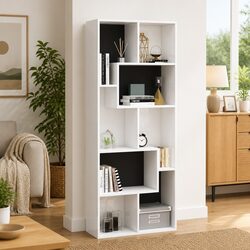 Engineered Wood Book Cabinet in High Gloss White