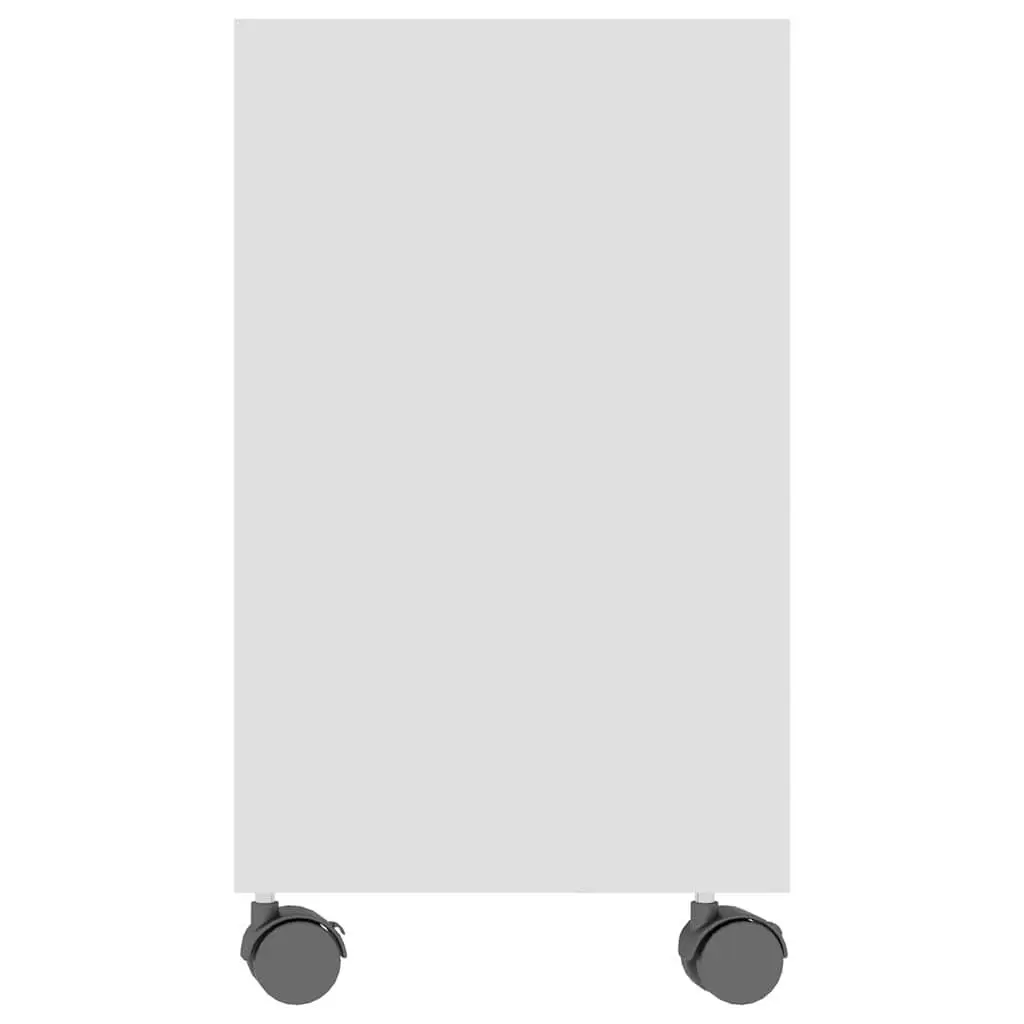 End Table with Wheels Compact White Engineered Wood 70x35x55 cm